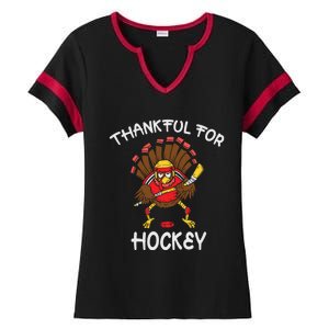 Thankful For Hockey Turkey Sport Love Thanksgiving Hockey Meaningful Gift Ladies Halftime Notch Neck Tee