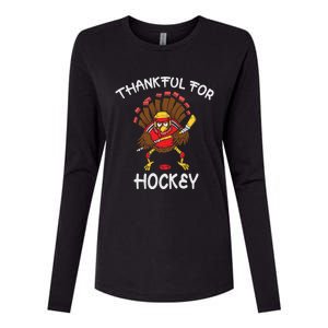 Thankful For Hockey Turkey Sport Love Thanksgiving Hockey Meaningful Gift Womens Cotton Relaxed Long Sleeve T-Shirt