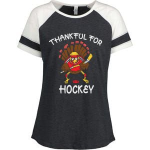 Thankful For Hockey Turkey Sport Love Thanksgiving Hockey Meaningful Gift Enza Ladies Jersey Colorblock Tee