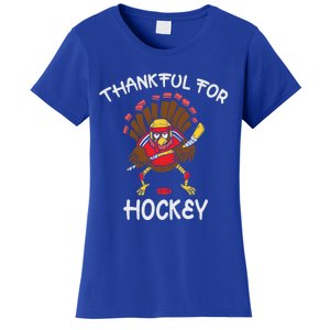 Thankful For Hockey Turkey Sport Love Thanksgiving Hockey Meaningful Gift Women's T-Shirt