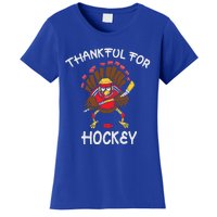 Thankful For Hockey Turkey Sport Love Thanksgiving Hockey Meaningful Gift Women's T-Shirt