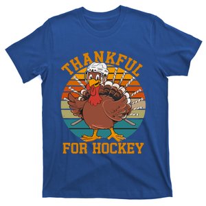 Thankful For Hockey Thanksgiving Funny Turkey Ice Hockey Gift T-Shirt