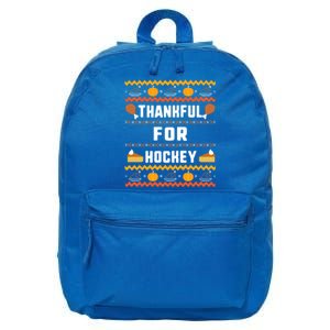 Thankful For Hockey Thanksgiving Ugly Funny Gift 16 in Basic Backpack