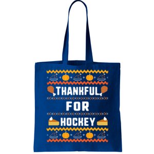 Thankful For Hockey Thanksgiving Ugly Funny Gift Tote Bag