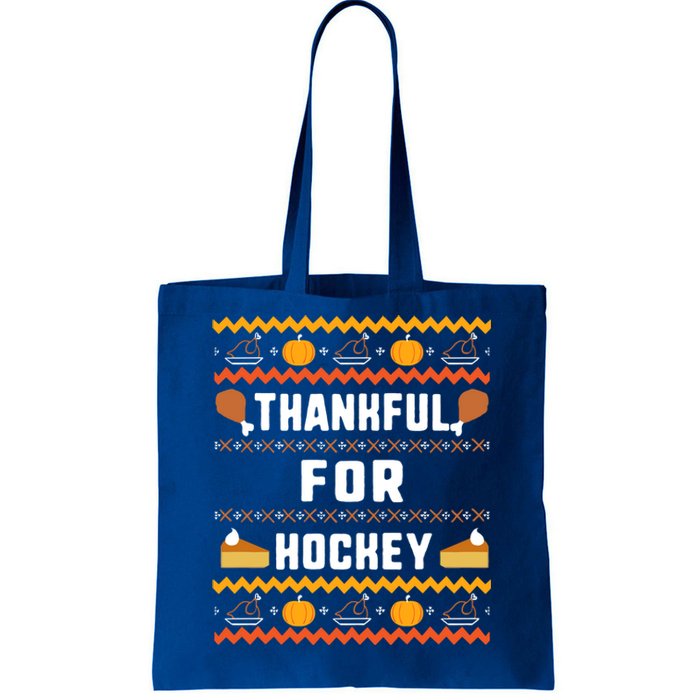 Thankful For Hockey Thanksgiving Ugly Funny Gift Tote Bag