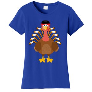 Thankful For Hockey Thanksgiving Funny Turkey Ice Hockey Gift Women's T-Shirt