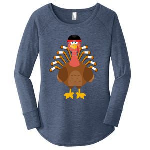 Thankful For Hockey Thanksgiving Funny Turkey Ice Hockey Gift Women's Perfect Tri Tunic Long Sleeve Shirt