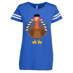 Thankful For Hockey Thanksgiving Funny Turkey Ice Hockey Gift Enza Ladies Jersey Football T-Shirt