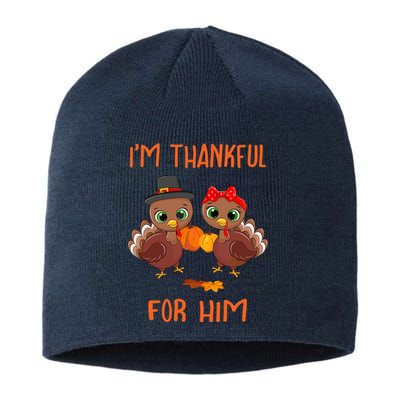 Thankful For Him Matching Thanksgiving Couple From Wife & Gf Sustainable Beanie