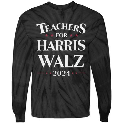 Teachers For Harris Walz 2024 Kamala Tim Waltz Tie-Dye Long Sleeve Shirt