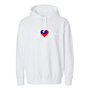 Taiwan Flag Heart Taiwan Funny Gift Love Taiwan Meaningful Gift Garment-Dyed Fleece Hoodie