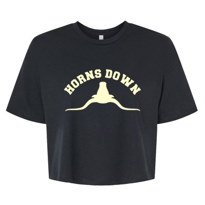 Tuck Fexas Horns Down Texas Bella+Canvas Jersey Crop Tee