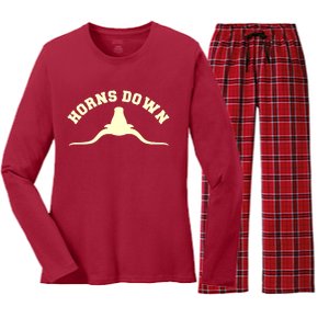 Tuck Fexas Horns Down Texas Women's Long Sleeve Flannel Pajama Set 