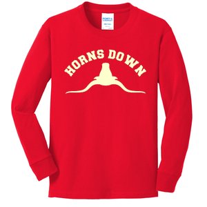 Tuck Fexas Horns Down Texas Kids Long Sleeve Shirt