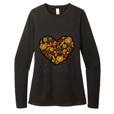 Thanksgiving Food Heart Fall Autumn Womens CVC Long Sleeve Shirt