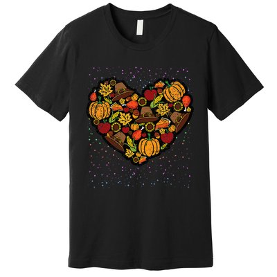 Thanksgiving Food Heart Fall Autumn Premium T-Shirt