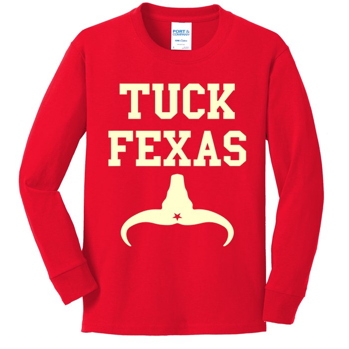 Tuck Fexas Horns Down Texas Kids Long Sleeve Shirt