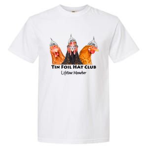 Tin Foil Hat Club Member Chickens Funny Conspiracy Theorist Garment-Dyed Heavyweight T-Shirt