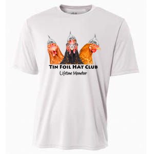 Tin Foil Hat Club Member Chickens Funny Conspiracy Theorist Cooling Performance Crew T-Shirt