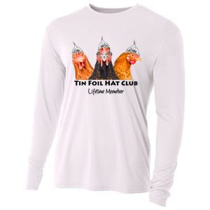 Tin Foil Hat Club Member Chickens Funny Conspiracy Theorist Cooling Performance Long Sleeve Crew