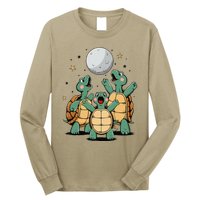 Turtles Funny Howling At Moon Dad Momvintage Long Sleeve Shirt