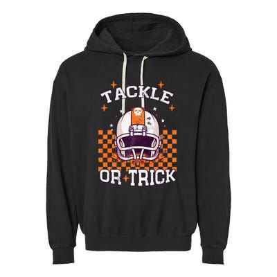 Tackle Football Halloween Spooky Sports Garment-Dyed Fleece Hoodie