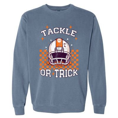 Tackle Football Halloween Spooky Sports Garment-Dyed Sweatshirt