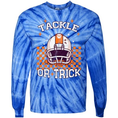 Tackle Football Halloween Spooky Sports Tie-Dye Long Sleeve Shirt