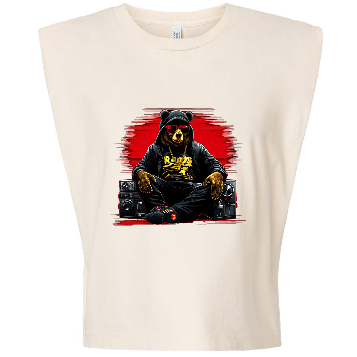 Teddy Fashion Hip Hop Bear Music Trap Rap Garment-Dyed Women's Muscle Tee