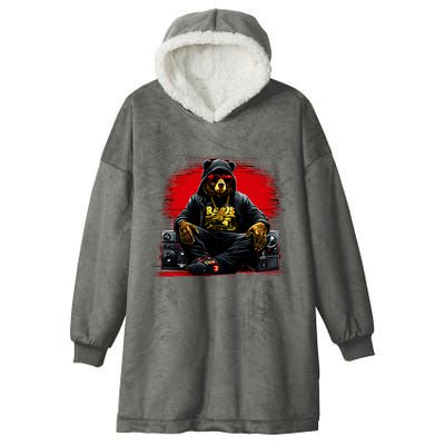 Teddy Fashion Hip Hop Bear Music Trap Rap Hooded Wearable Blanket