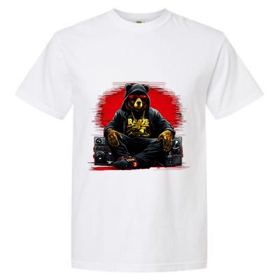 Teddy Fashion Hip Hop Bear Music Trap Rap Garment-Dyed Heavyweight T-Shirt