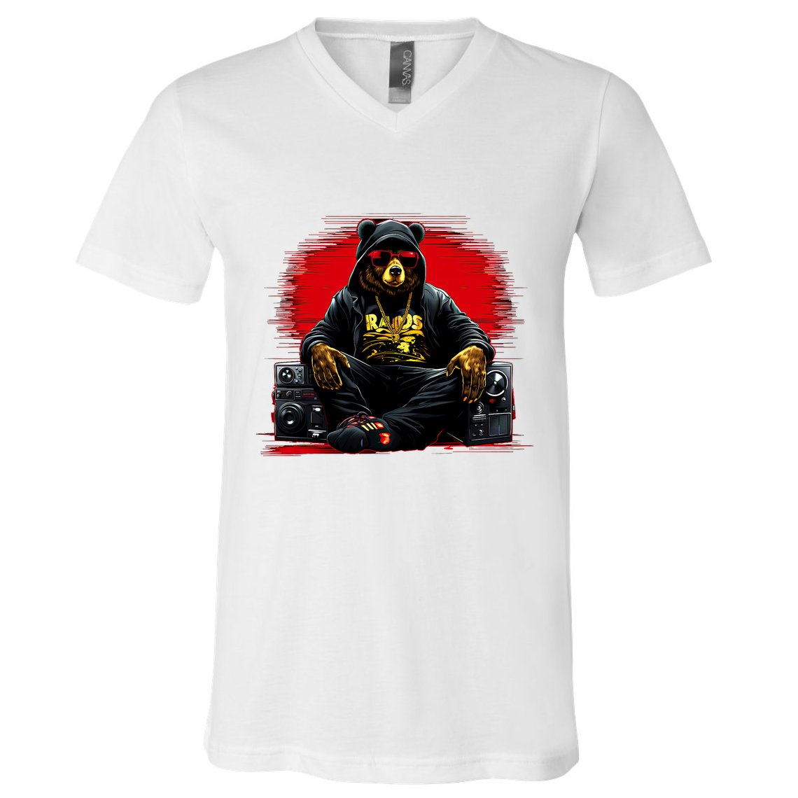 Teddy Fashion Hip Hop Bear Music Trap Rap V-Neck T-Shirt