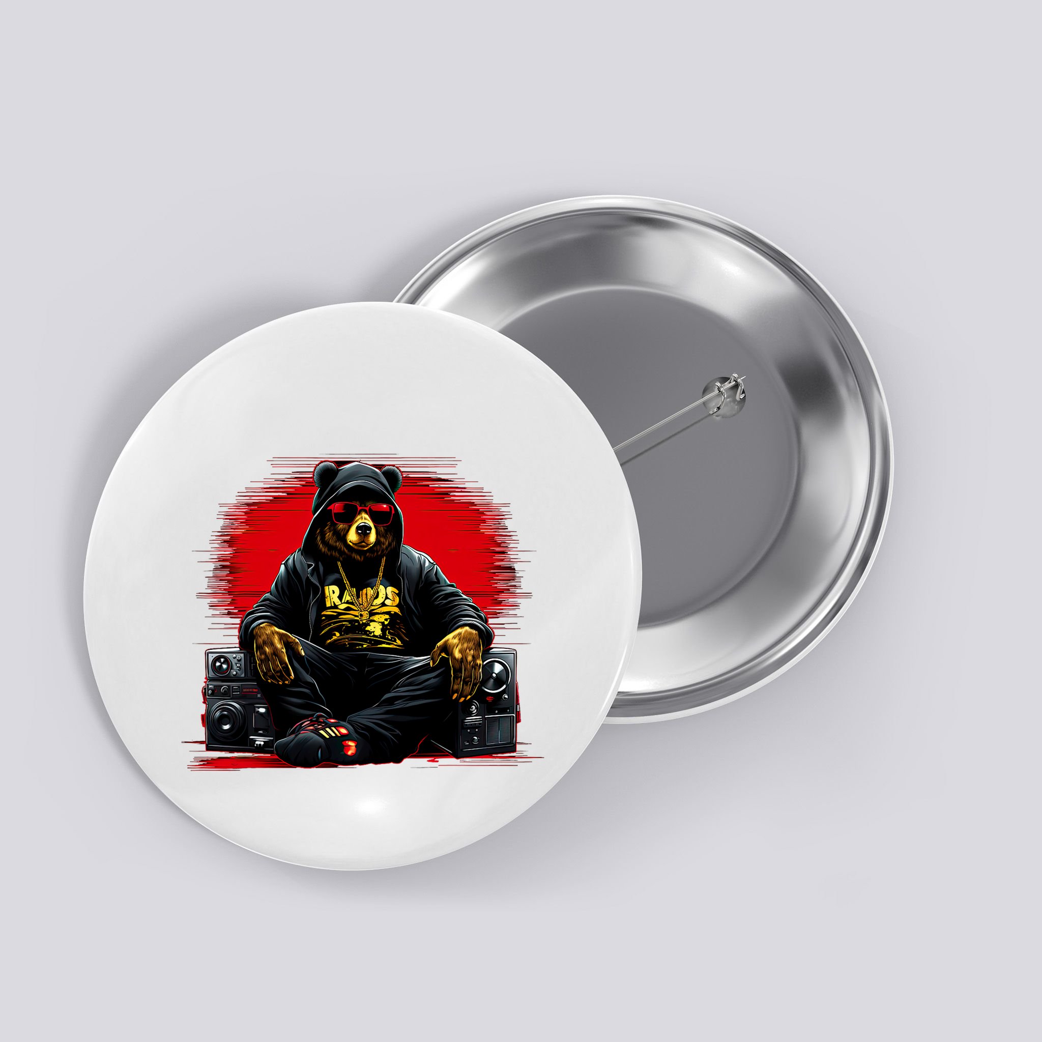 Teddy Fashion Hip Hop Bear Music Trap Rap Button