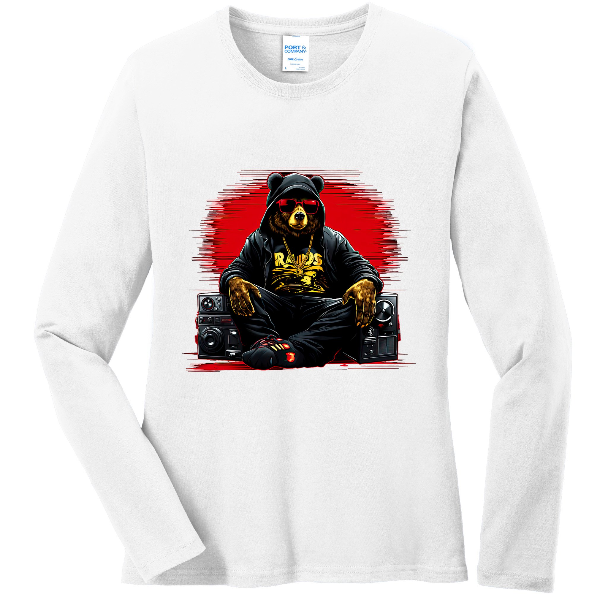 Teddy Fashion Hip Hop Bear Music Trap Rap Ladies Long Sleeve Shirt