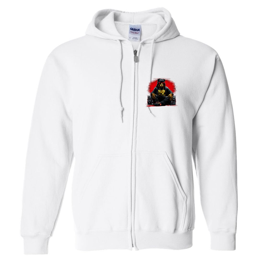 Teddy Fashion Hip Hop Bear Music Trap Rap Full Zip Hoodie