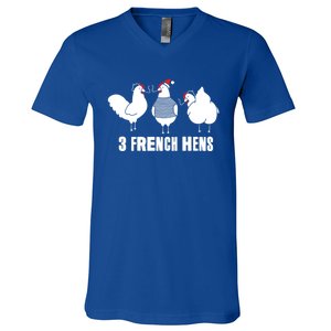 Three French Hens Christmas Gift V-Neck T-Shirt