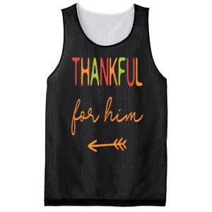 Thankful For Him  Thanksgiving Matching Family Couples Mesh Reversible Basketball Jersey Tank