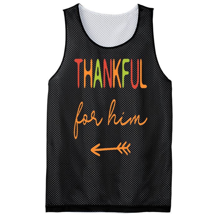 Thankful For Him  Thanksgiving Matching Family Couples Mesh Reversible Basketball Jersey Tank