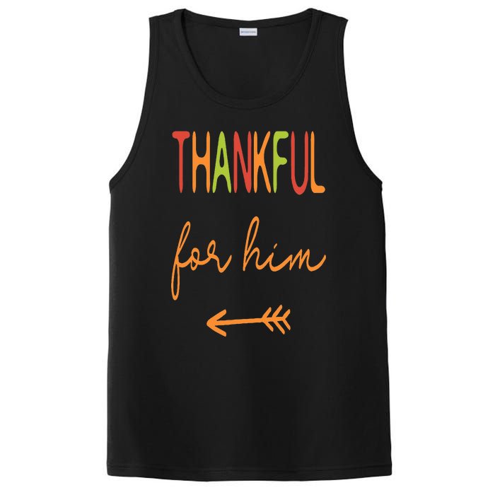 Thankful For Him  Thanksgiving Matching Family Couples PosiCharge Competitor Tank