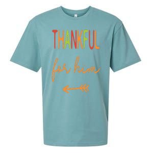 Thankful For Him  Thanksgiving Matching Family Couples Sueded Cloud Jersey T-Shirt