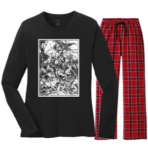 The Four Horsemen Of The Apocalypse By Albrecht Durer Women's Long Sleeve Flannel Pajama Set 