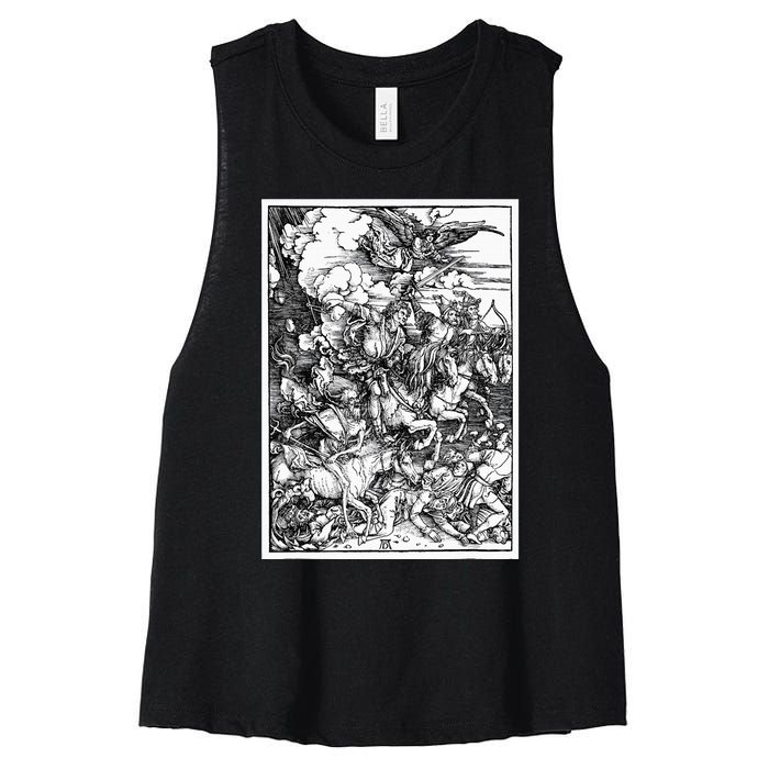 The Four Horsemen Of The Apocalypse By Albrecht Durer Women's Racerback Cropped Tank