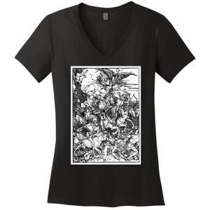 The Four Horsemen Of The Apocalypse By Albrecht Durer Women's V-Neck T-Shirt