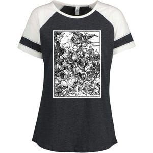 The Four Horsemen Of The Apocalypse By Albrecht Durer Enza Ladies Jersey Colorblock Tee