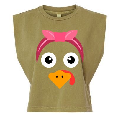 Turkey Face Headband Running Pilgrim Trot Thanksgiving Gift Garment-Dyed Women's Muscle Tee