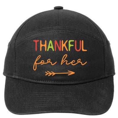 Thankful For Her / Thanksgiving Matching Family, Couples 7-Panel Snapback Hat