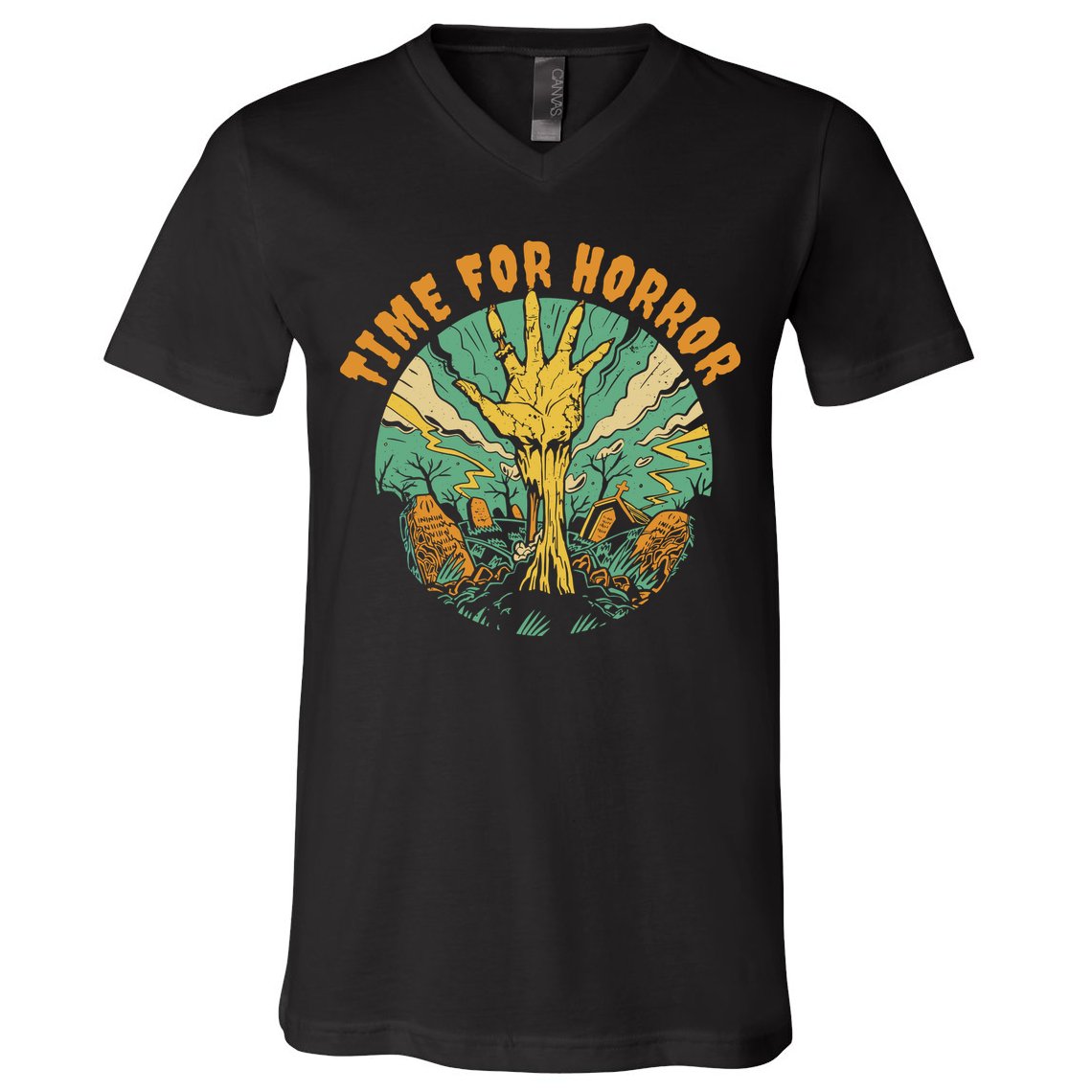 Time For Horror Zombie V-Neck T-Shirt