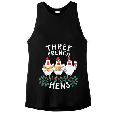 Three French Hens 12 Days Christmas Song Funny Xmas Ladies PosiCharge Tri-Blend Wicking Tank