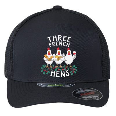 Three French Hens 12 Days Christmas Song Funny Xmas Flexfit Unipanel Trucker Cap