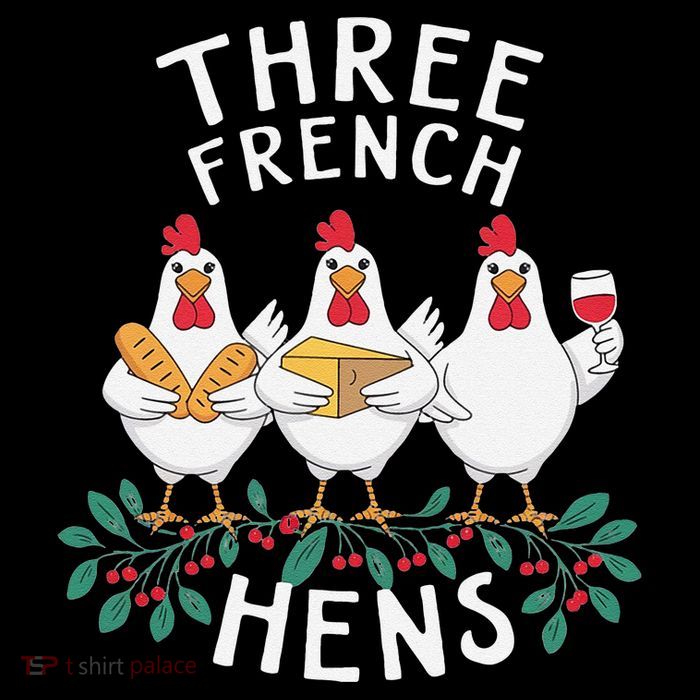 Three French Hens 12 Days Christmas Song Funny Xmas 7-Panel Snapback Hat